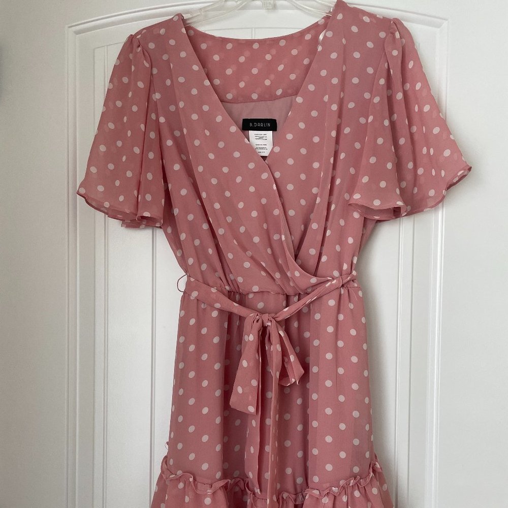 B. Darlin Pink PolkaDot Dress Juniors Size 9/10